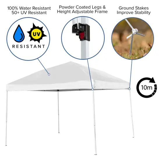 Emma and Oliver Tamar 8'x8'Weather Resistant, UV Coated Pop Up Canopy Tent with Reinforced Corners, Height Adjustable Frame and Carry Bag Black {10}