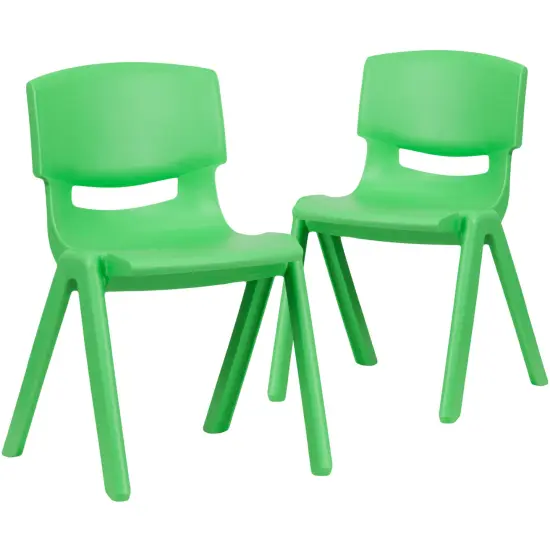 Emma and Oliver 2 Pack Plastic Stack School Chair with 13.25"H Seat, K-2 School Chair Green {2}