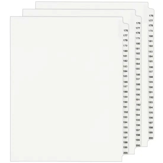 Avery Legal Exhibit Unpunched Dividers for Use with Any Binding System, Collated 176-200, 25 Side Tab Dividers Per Set, Helvetica Bold Type, 3 Sets (21861) {1}
