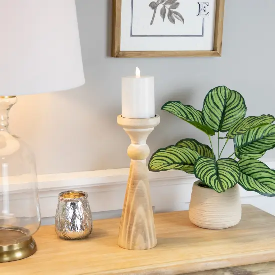 Northlight Two Tone Wooden Pedestal Pillar Candle Holder - 12" Brown {3}
