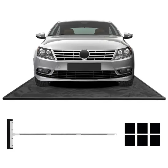 Costway Garage Floor Mat Non-Slip Containment Mat for Waterproof Protection Black Middle/Large {7}