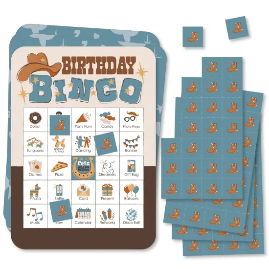 Big Dot of Happiness My First Rodeo - Picture Bingo Cards and Markers - Little Cowboy 1st Birthday Party Shaped Bingo Game - Set of 18 {1}