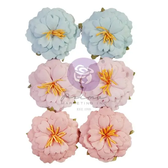 Prima Marketing Paper Flowers 6/Pkg-Sweet Vintage, French Blue {1}