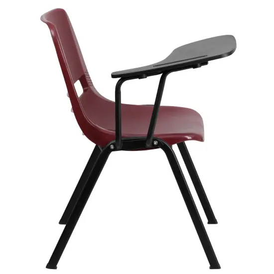 Emma and Oliver Ergonomic Shell Chair with Right Handed Flip-Up Tablet - Tablet Arm Desk Burgundy {6}