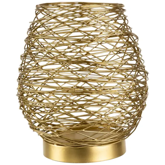 Northlight Medium Woven Iron Votive Candle Holder - 8.5" - Brass Finish Bronze {1}