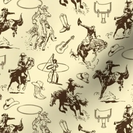 Various Fabrics by the Yard or Fat Quarter Cowboy Cowgirl Horse Lovers Horses Bronc Riding Roping Rodeo Western Theme Country Custom Printed Fabric by Spoonflower {7}