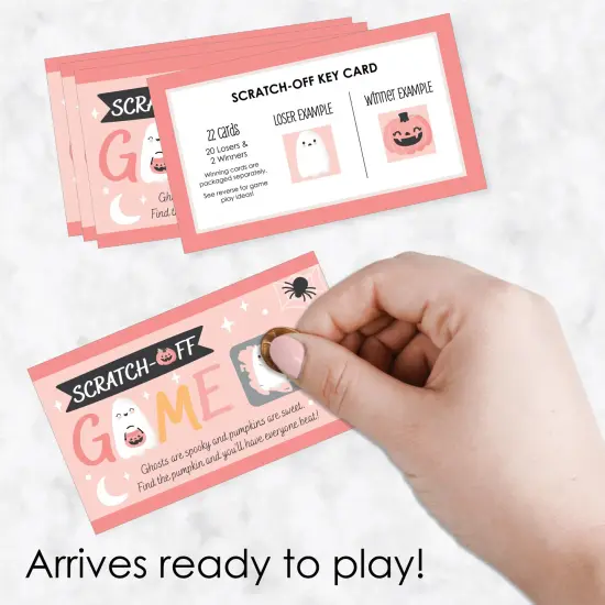 Big Dot of Happiness Pastel Halloween - Pink Pumpkin Party Game Scratch Off Cards - 22 Count {3}