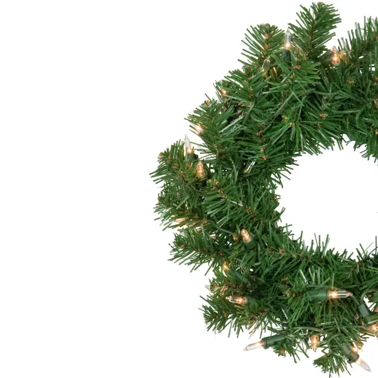 Northlight Pre-Lit Deluxe Dorchester Pine Artificial Christmas Wreath - 12" - Clear Lights Green {3}