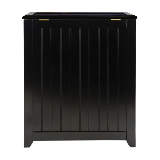 Oceanstar Mahogany Finished Rectangular Laundry Wood Hamper with Interior Bag Black {6}