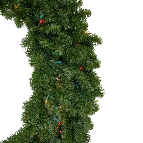 Northlight Pre-Lit Canadian Pine Artificial Christmas Wreath - 48" - Multicolor Lights Green {4}