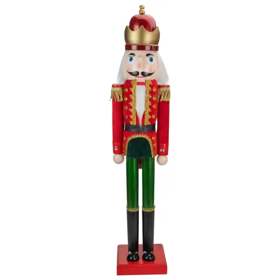 Northlight 35.5" Red and Green Velvet Wooden Christmas Nutcracker King {1}