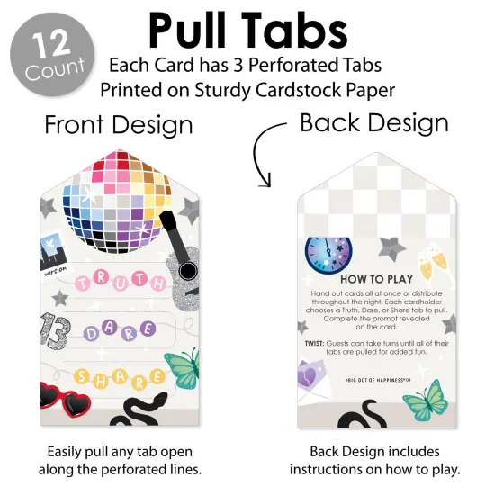 Big Dot of Happiness In My Party Era - Celebrity Concert Party Game Pickle Cards - Truth, Dare, Share Pull Tabs - Set of 12 {6}