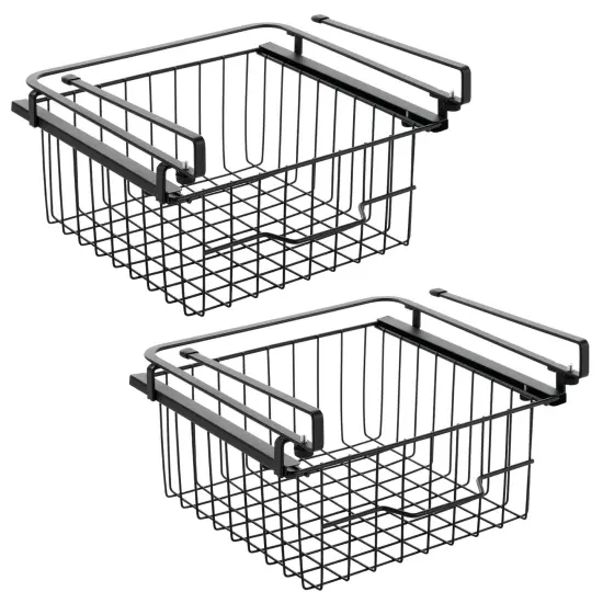 mDesign Compact Hanging Pullout Drawer Basket - Shelf Organizer {4}