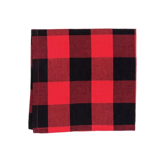 Franklin Black/Red Check Gingham Plaid Woven Napkin Set of 6 {1}