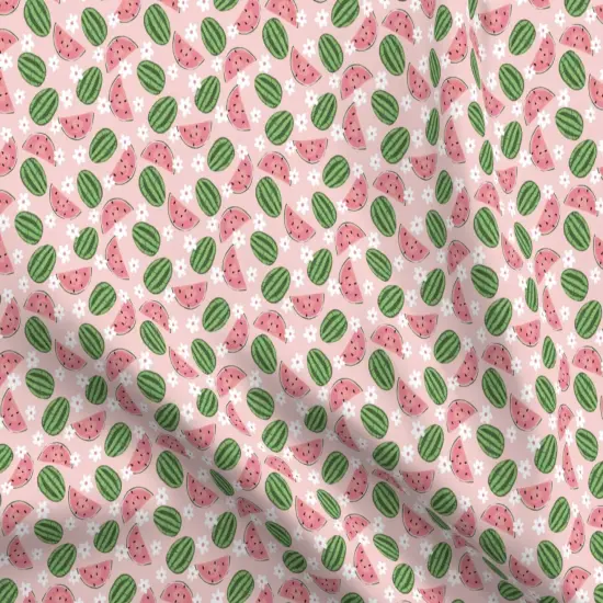 Various Fabrics by the Yard or Fat Quarter Pink Fruit Summer Daisy Watermelons Small Scale Garden Picnic Floral Custom Printed Fabric by Spoonflower {5}