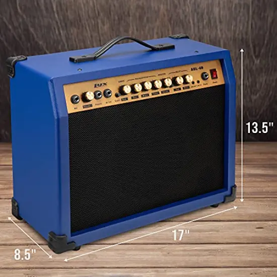LyxPro Electric Guitar Amp, 40 Watt Portable Amplifier Blue {3}