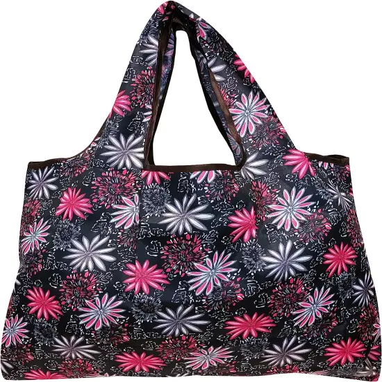 Wrapables Large Foldable Tote Nylon Reusable Grocery Bag, 3 Pack Floral Fun {3}