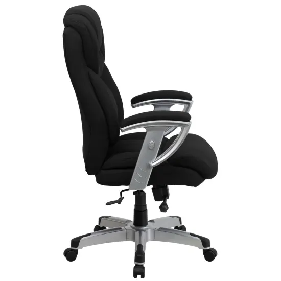 Emma and Oliver 400 lb. Big & Tall High Back Ergonomic Office Chair, Silver Adjustable Arms Black Fabric {5}