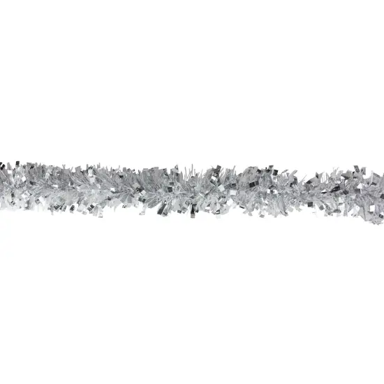 Northlight Snowblush Wide Cut Tinsel Christmas Garland - 12' x 3" - Silver - Unlit {3}