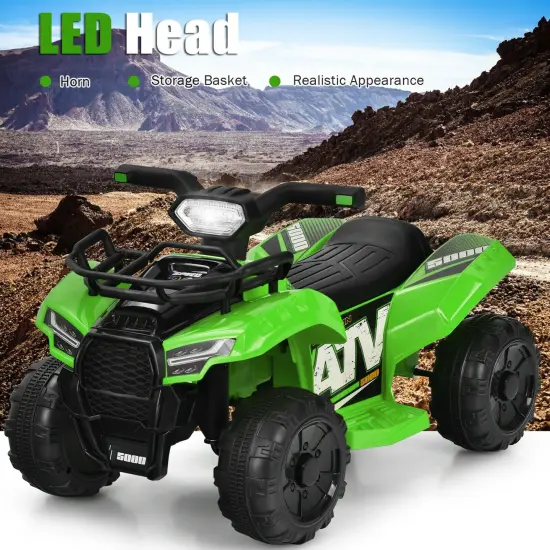 Multi-Functional 6V Kids Electric Ride On Car with LED Head Light and Charging Hole Green {3}