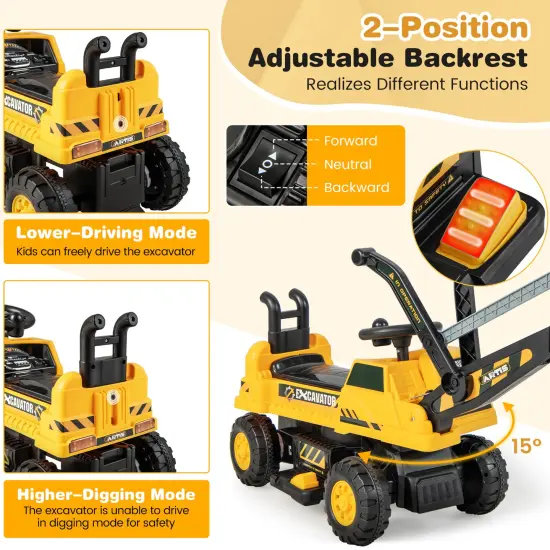 Costway Kids Ride on Excavator Digger Electric Construction Vehicles withLights & Music {5}