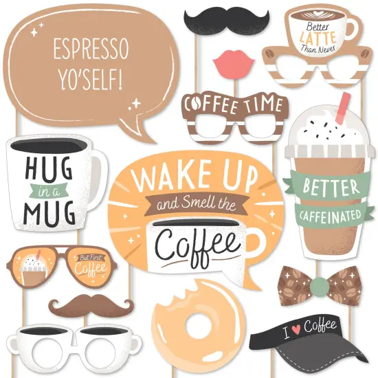 Big Dot of Happiness But First, Coffee - Cafe Themed Party Photo Booth Props Kit - 20 Count {1}