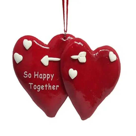 Roman Club Pack of 24 Red and White "So Happy Together" Hearts Valentine's Day Ornaments 4.25" {3}