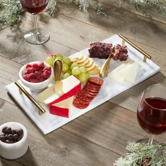 mDesign Marble Serving Tray Board with Handles for Entertaining {2}