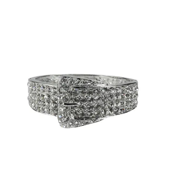 December Diamonds Silvertone Embellished Crystal Buckle Fashion Jewelry Ring - Size 8 Metallic {1}