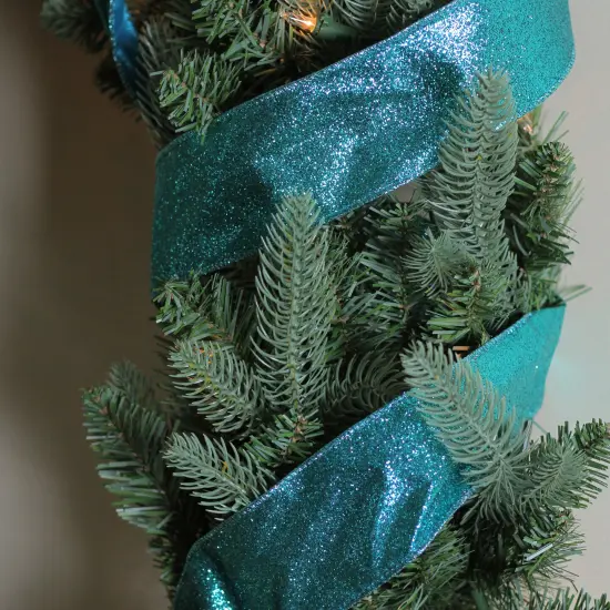 Northlight Pack of 12 Shimmering Teal Green Solid Wired Christmas Craft Ribbon - 2.5" x 120 Yards {4}