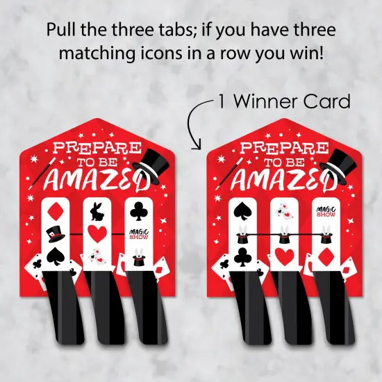 Big Dot of Happiness Ta-Da, Magic Show - Magical Birthday Party Game Pickle Cards - Pull Tabs 3-in-a-Row - Set of 12 {4}