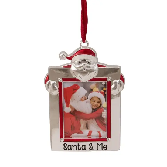 Northlight Embellished "Santa and Me" Photo Frame Christmas Ornament - 3.5" - Silver and Red {1}