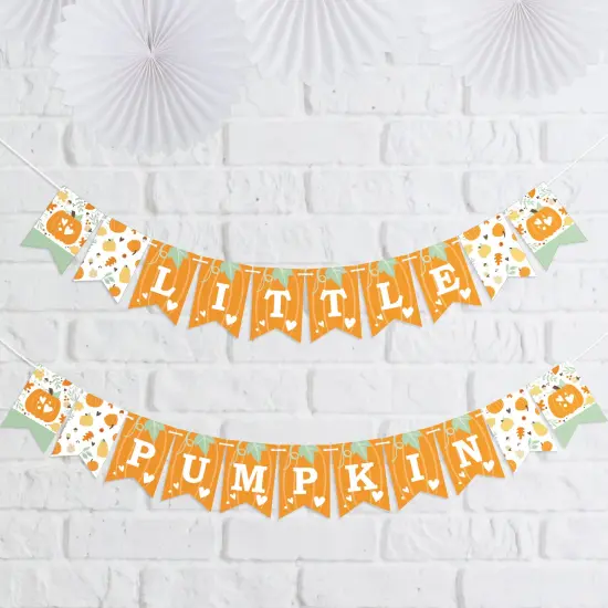Big Dot of Happiness Little Pumpkin - Fall Birthday Party or Baby Shower Mini Pennant Banner {1}