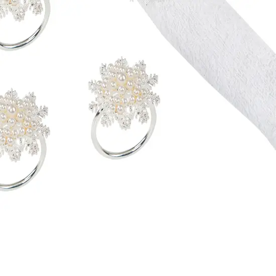 Pearl Snowflake Decorative Napkin Ring, Set of 4 {4}