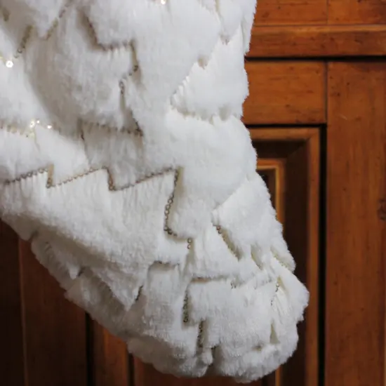 Northlight 18" White and Gold Christmas Stocking with Sequined Trees {5}