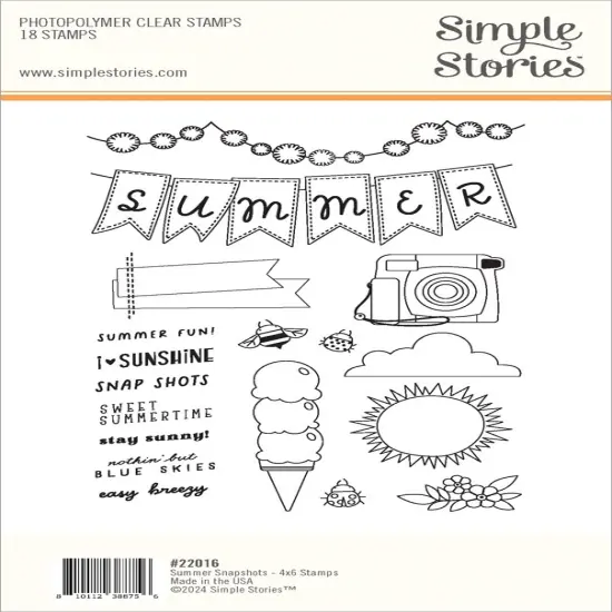 Summer Snapshots Clear Stamps-18/Pkg {3}