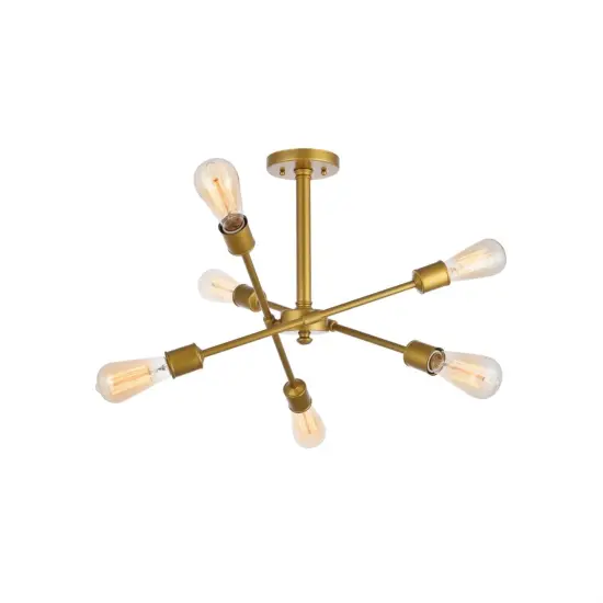 Axel 6 Lights Brass Flush Mount {1}
