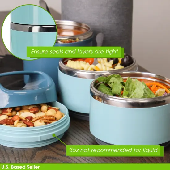 7Penn Stackable Insulated Lunch Containers - 3 Tier Hot Lunch Box for Adults {3}