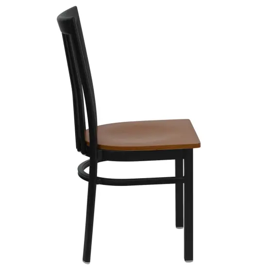 Emma and Oliver School House Back Metal Restaurant Dining Chair Cherry/BlackMetal {5}