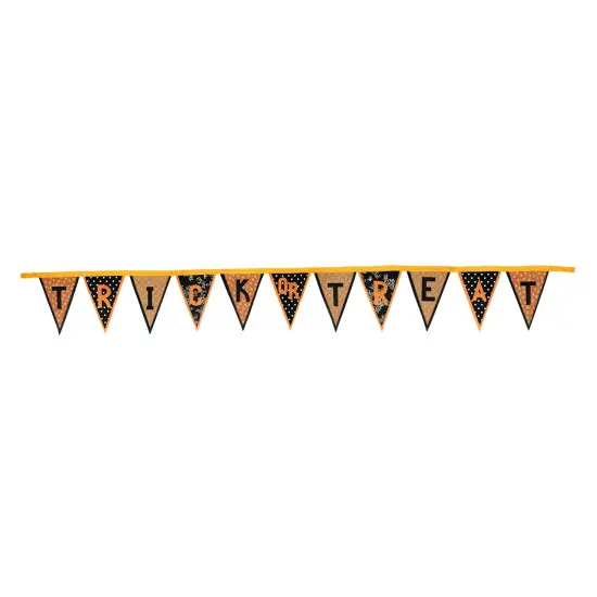 Gallerie II 11.5' Polka Dot Trick or Treat Bunting Flag Halloween Banner Brown {1}