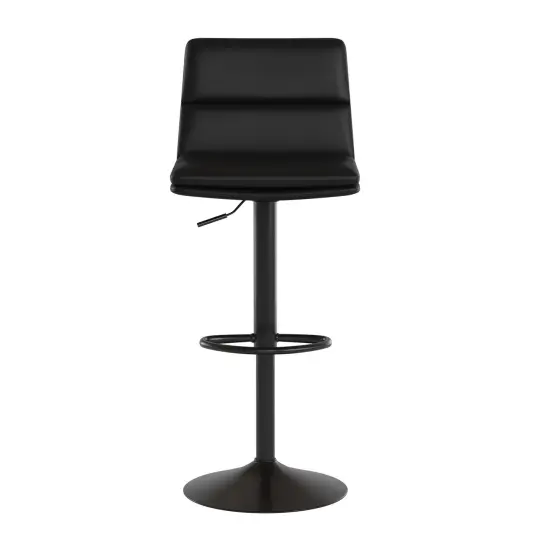 Merrick Lane Keene Modern Upholstered Adjustable Height Stools with Sturdy Iron Bases Black/Black {3}