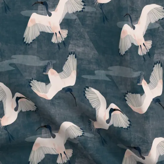 Various Fabrics by the Yard or Fat Quarter Australian Ibis Weathered Look Denim Blue Distressed Wildlife Custom Printed Fabric by Spoonflower {5}