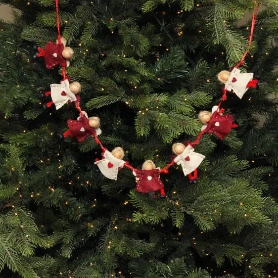Northlight 4" x 26" Red and Beige Angel Dolls Christmas Garland - Unlit {3}
