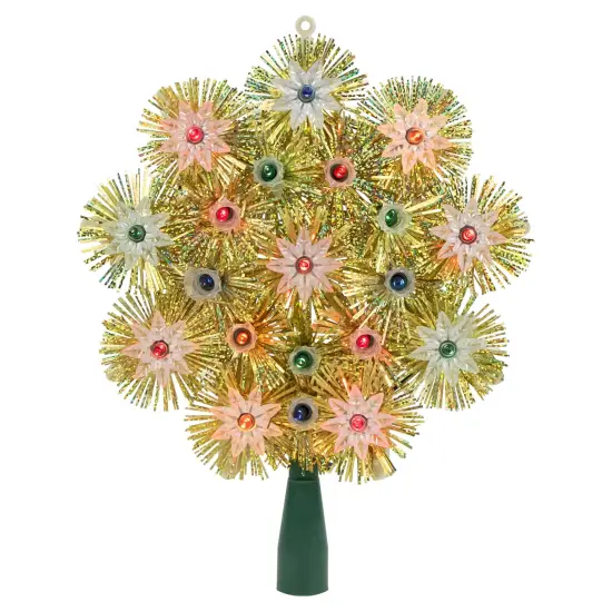 Northlight 8" Lighted Gold Retro Tinsel Snowflake Christmas Tree Topper - Multi Lights {1}