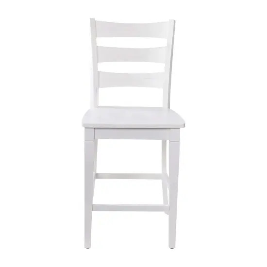 Merrick Lane Verity Set of Two Classic Wooden Ladderback Counter Height Barstools with Solid Wood Seats White Wash {3}