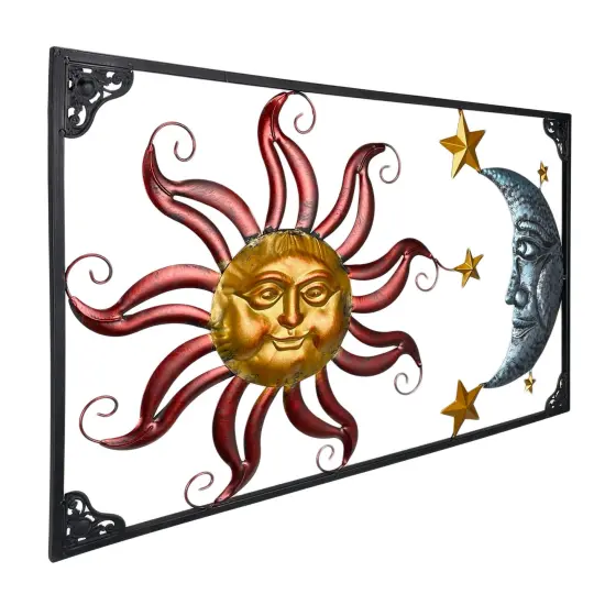 Tri-Tone Celestial Sun Moon and Stars Indoor/Outdoor Metal Wall Art {3}