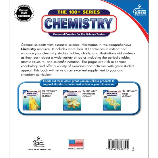 Carson Dellosa The 100 Series Chemistry Workbook, Science Book for Grades 9-12, Periodic Table, Atomic Structure, Scientific Notation, and More, Classroom or Homeschool Curriculum {2}