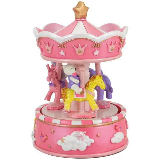 Northlight Children's Sleepy Time Animated Musical Carousel - 6.5" - Piink Pink {6}