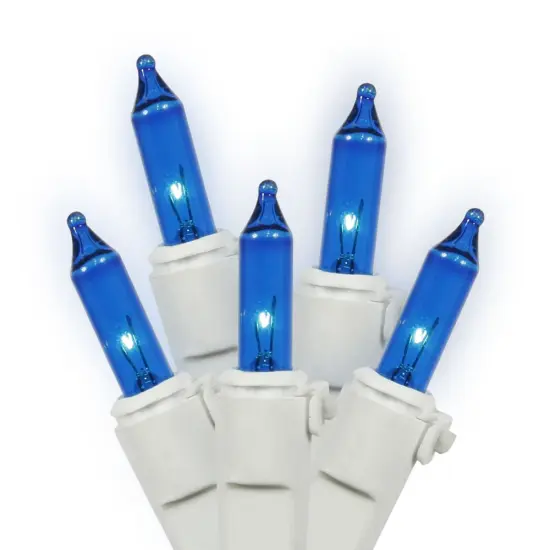 100 Blue Lights White Wire 46Ft. Christmas Set {1}
