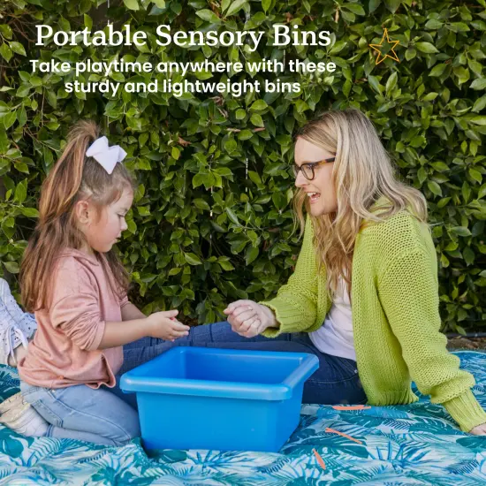 Square Bin with Lid, Storage Containers, 2-Pack French Blue {3}